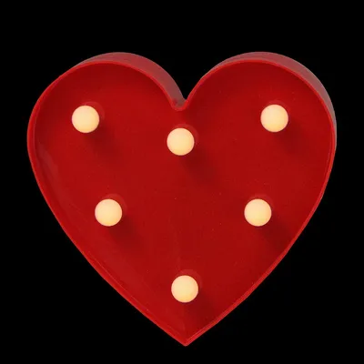 6" Red Heart Led Valentine's Day Marquee Wall Sign
