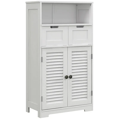 Bathroom Storage Cabinet With Louvred Doors, 2 Drawers