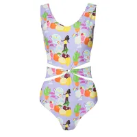 Printed Cut-out One-piece Swimsuit
