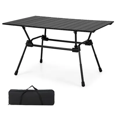 Heavy-duty Aluminum Camping Table, Folding Outdoor Picnic Table With Carrying Bag