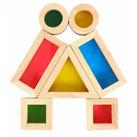 Wooden Sensory Block Set - 8pcs - Rainbow Stacking Blocks For Ages 2+