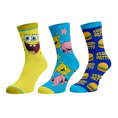 Spongebob Squarepants Patrick Krabby Patty 3 Pack Socks