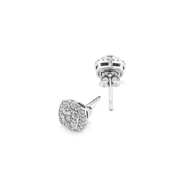 3 Stone Stud Earrings with .21 Carat TW Diamonds in 10kt Yellow Gold