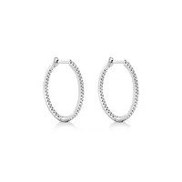Oval Shape Hoop Earrings With 0.50ct Tw Of Diamonds In 10kt White Gold