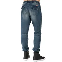Men's Premium Knit Denim Jogger Jeans Indigo Hand Sanded Knee Patches