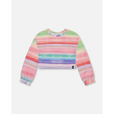French Terry Sweatshirt Rainbow Stripe