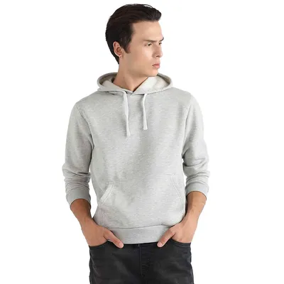 Men's Pullover Hoodie With Contrast Drawstring