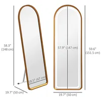 Full Length Mirror With Light 58" X 20" Wall Mounted Mirror