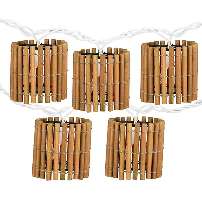 10-count Brown Tropical Bamboo Outdoor Patio String Light Set, 7.25ft White Wire