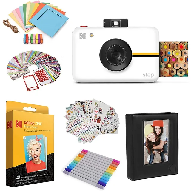 Kodak Smile Classic Instant Camera + 3.5x4.25 Zink Photo Paper (10 Pack) -  Blue 