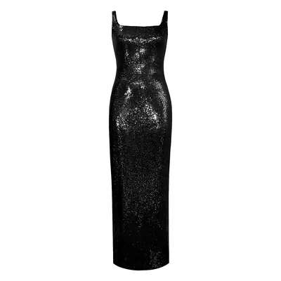 Sequined Square-neck Evening Gown