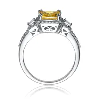 Sterling Silver Yellow Cubic Zirconia Halo Cocktail Ring
