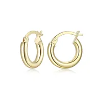 15mm 18k Goldplated Sterling Silver Polished Tube Hoop Earrings