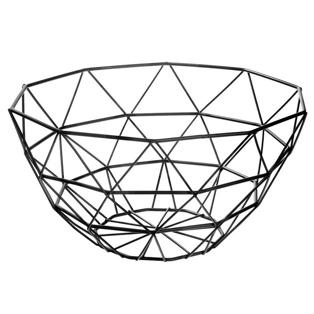 Round Geometric Metal Fruit Basket (black)