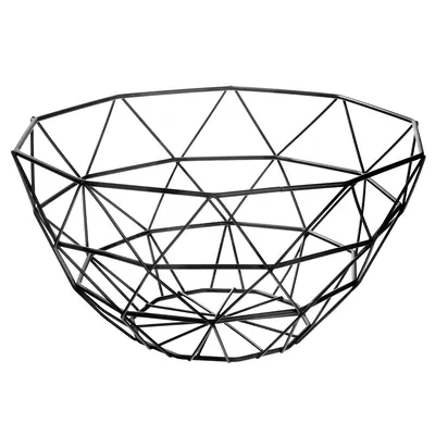 Round Geometric Metal Fruit Basket (black)
