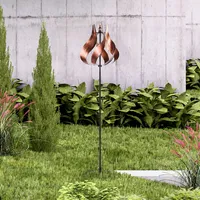 Teamson Home Outdoor Décor Sculpture Kinetic Windmill Tulip Design Copper