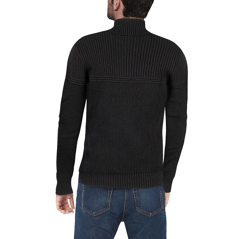 Men's Rib Knit Turtle Neck Sweater