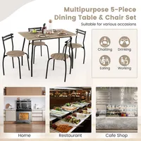 5pcs Dining Table Set 4 Chairs Wood & Metal Frame Space-saving Kitchen Furniture