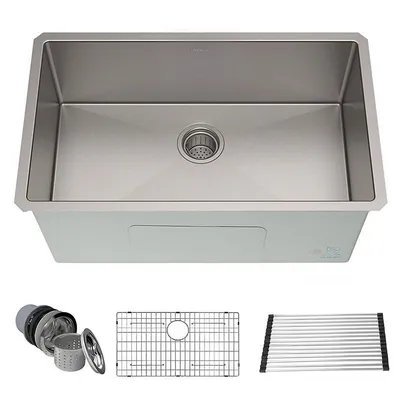 30 Inch Undermount Single Bowl 16-gauge Stainless Steel Kitchen Sink 30" X 18" X 10"
