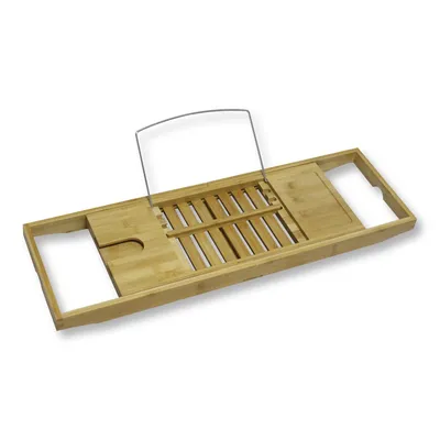 Expandable Bath Tray, 9" X 43.3" X 1.96", Made Of Bamboo