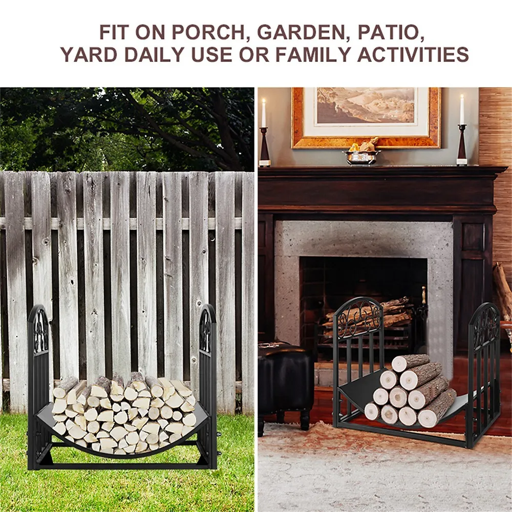 LIVINGbasics Metal Firewood Rack Holder Log With Decorative Scroll Design  Metal Outdoor Indoor Log Storage Bin, Black | Southcentre Mall