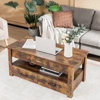 Lift Top Coffee Table With 2 Storage Drawers &hidden Compartment For Living Room