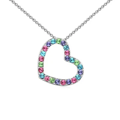 Mutli Colored Luxury Crystal Pave Heart Pendant Necklace