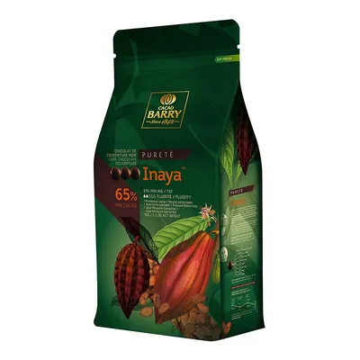 Inaya Dark Chocolate Couverture Pistoles 65% - Purity From Nature Line, 1kg