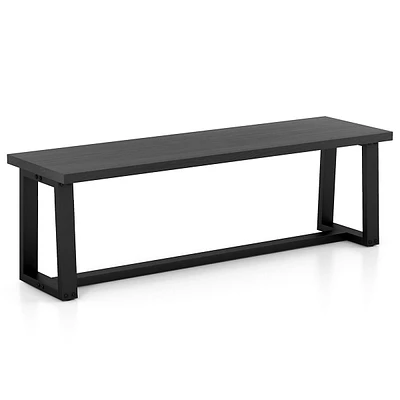 56.5"l Large Wood Dining Bench With Metal Frame Adjustable Footpads For Kitchen