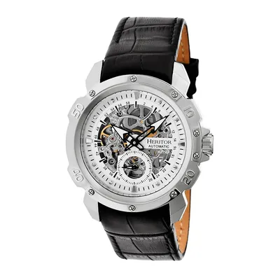 Automatic Conrad Skeleton Leather-band Watch