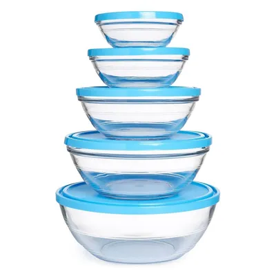 Lys Stackable Round 5 Piece Bowl Set With Lid, Assorted Sizes