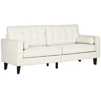 Sofa W/ Back Cushion, 2 Pillows, Wood Legs