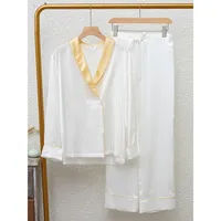 Daffodils Pure Silk Long Sleeve Pajama Set For Women