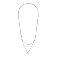 Sterling Silver 17" Double Strand With Pearl Necklace