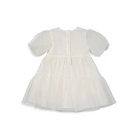 Baby Girl's & Little Puff-Sleeve Tulle Wrap Dress