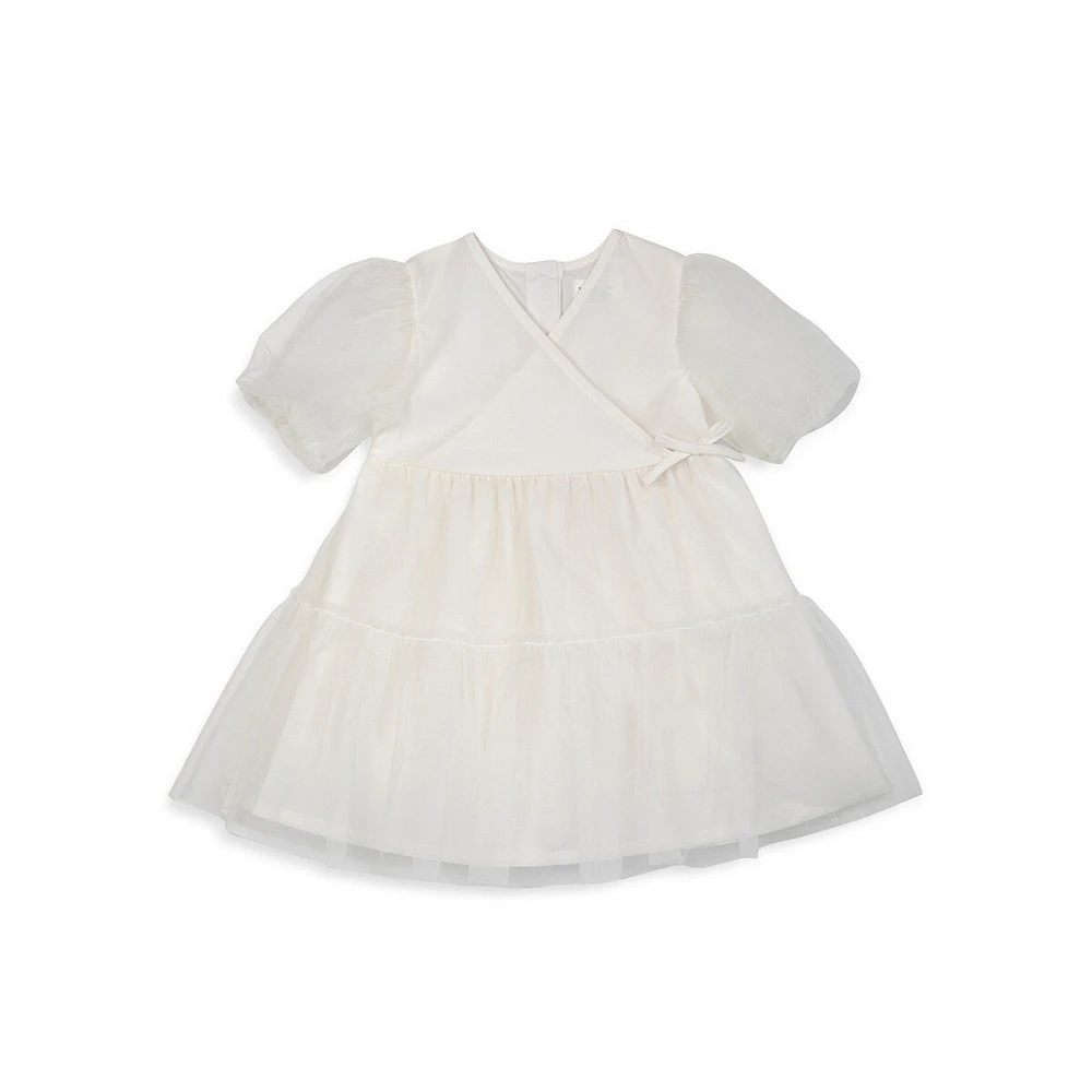 Baby Girl's & Little Puff-Sleeve Tulle Wrap Dress