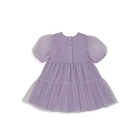 Baby Girl's & Little Puff-Sleeve Tulle Wrap Dress