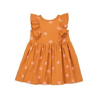 Baby Girl's Floral Organic Cotton Sleeveless Ruffled Dress