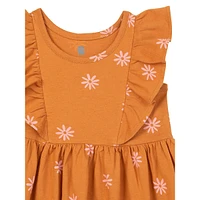 Baby Girl's Floral Organic Cotton Sleeveless Ruffled Dress