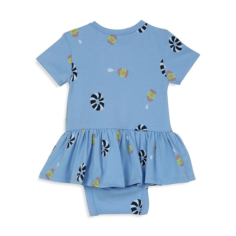 Baby Girl's Organic Cotton-Blend Printed Bodysuit Dress