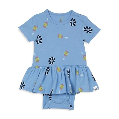 Baby Girl's Organic Cotton-Blend Printed Bodysuit Dress