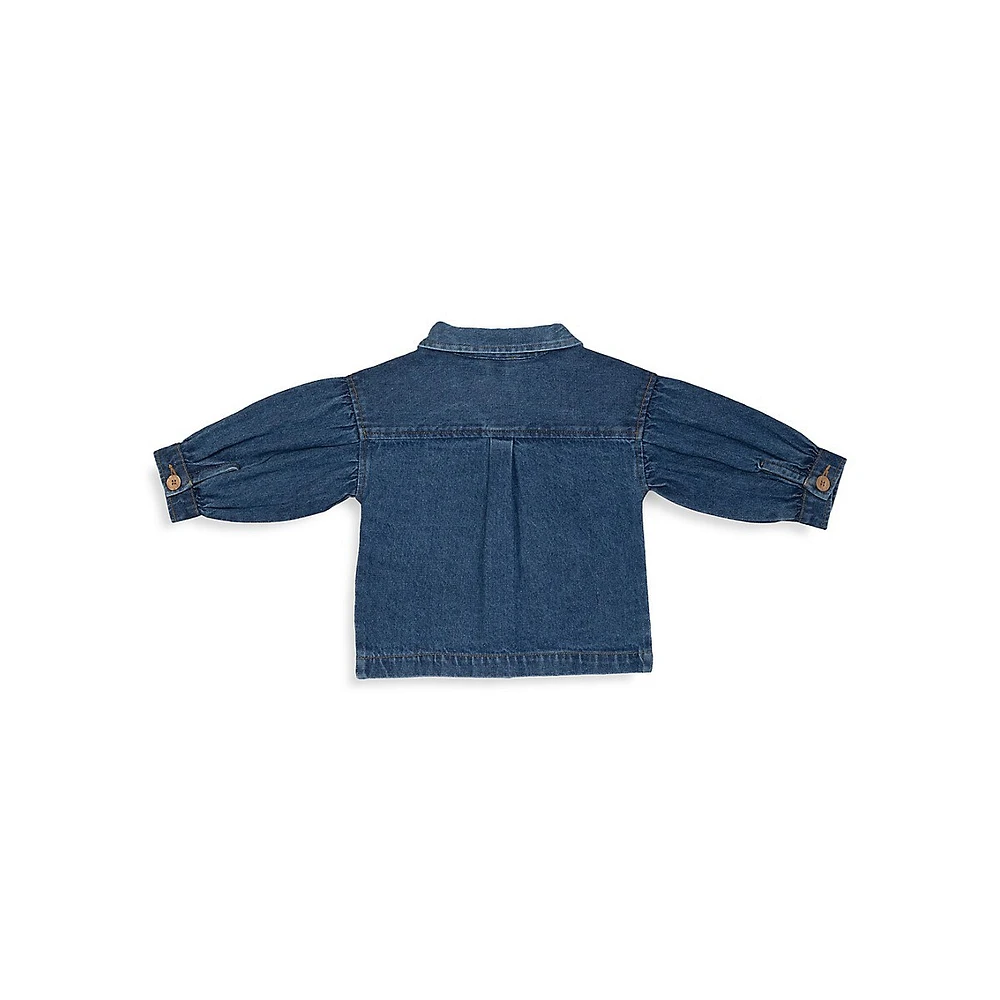 Baby Girl's Play Puff-Sleeve Denim Jacket