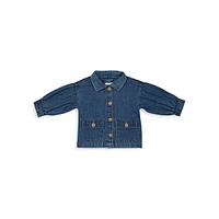 Baby Girl's Play Puff-Sleeve Denim Jacket