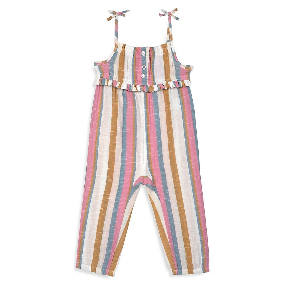 Baby Girl's Striped Organic Cotton Gauze Romper