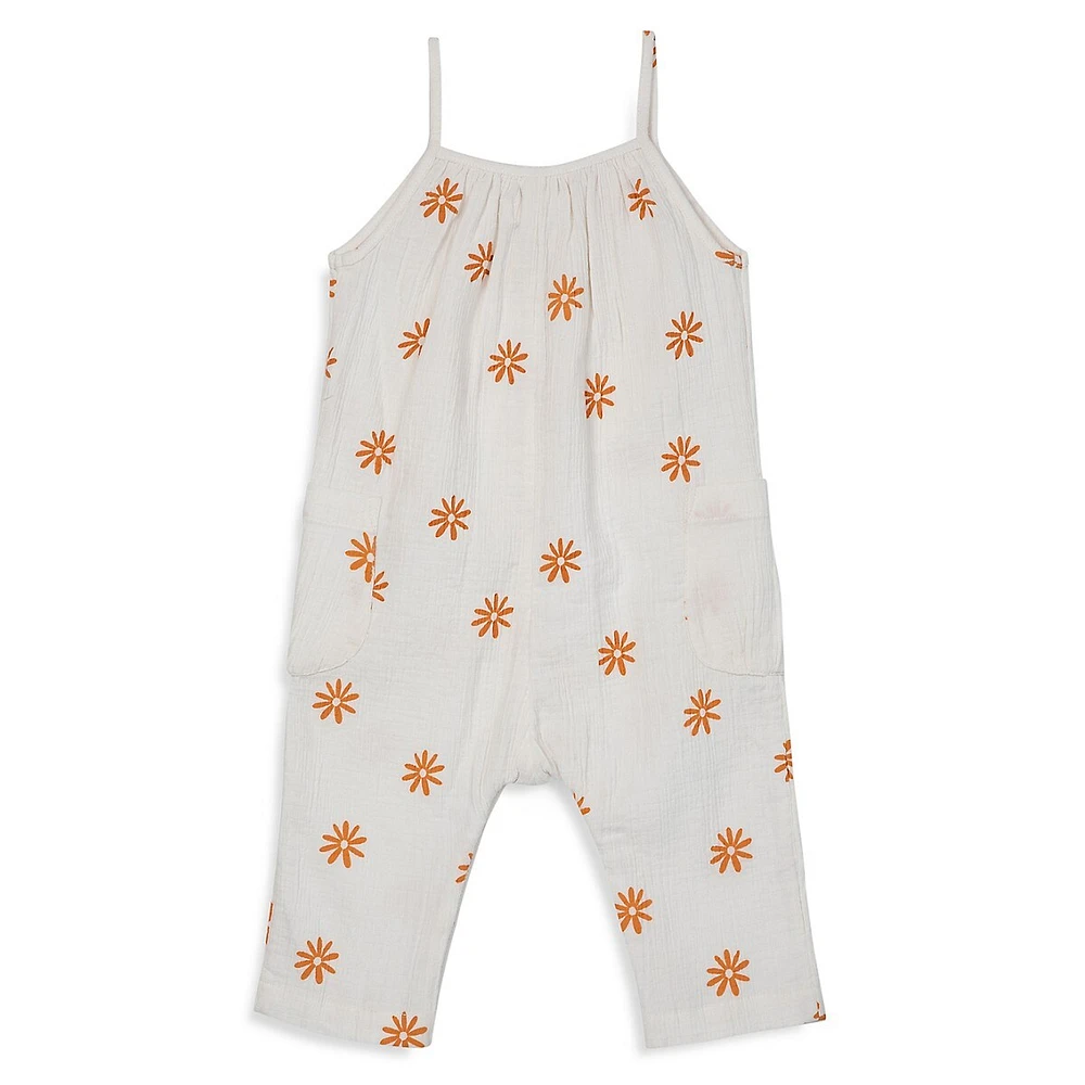 Baby Girl's Floral Organic Cotton Strappy Romper