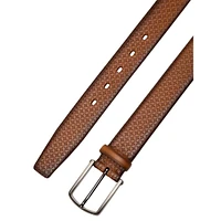 Domed Embossed Full-Grain Leather Belt