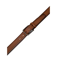 Domed Embossed Full-Grain Leather Belt