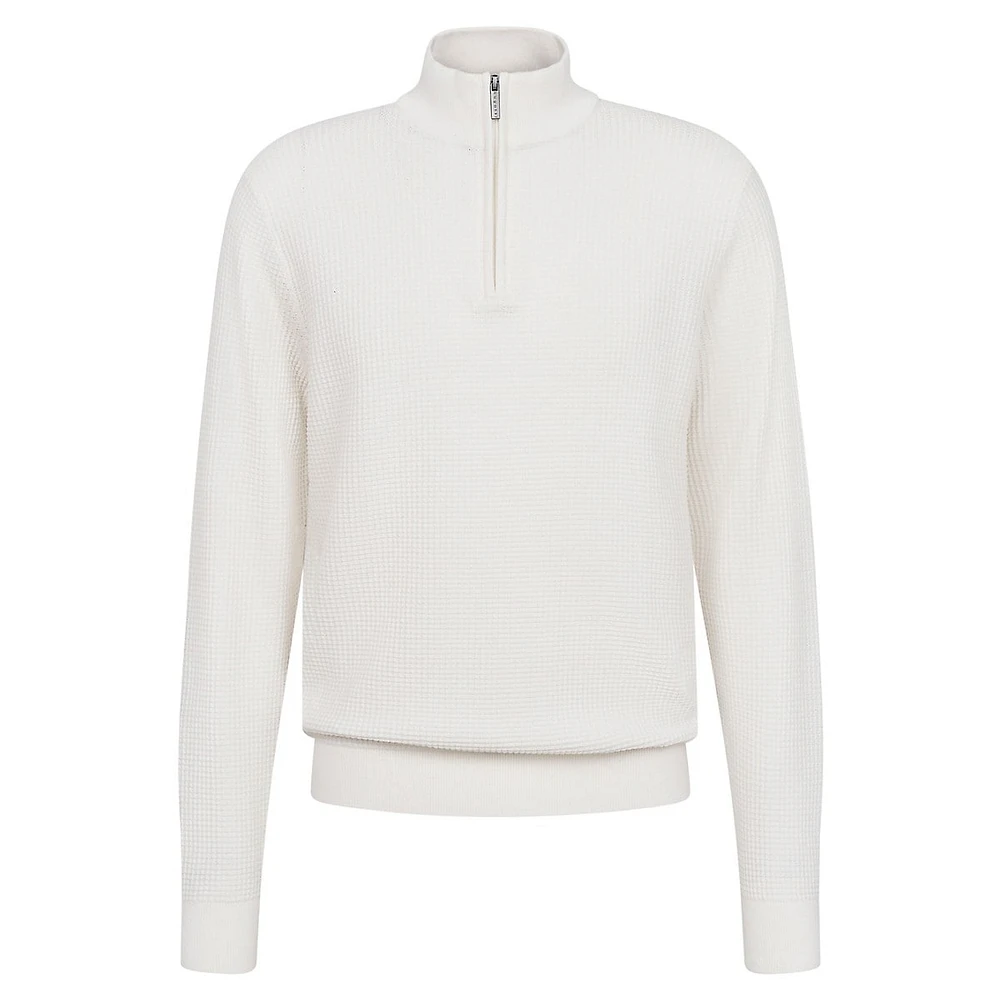 Quarter-Zip Textured-Knit Sweater