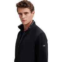 Veste pull zippée en matériaux mixtes