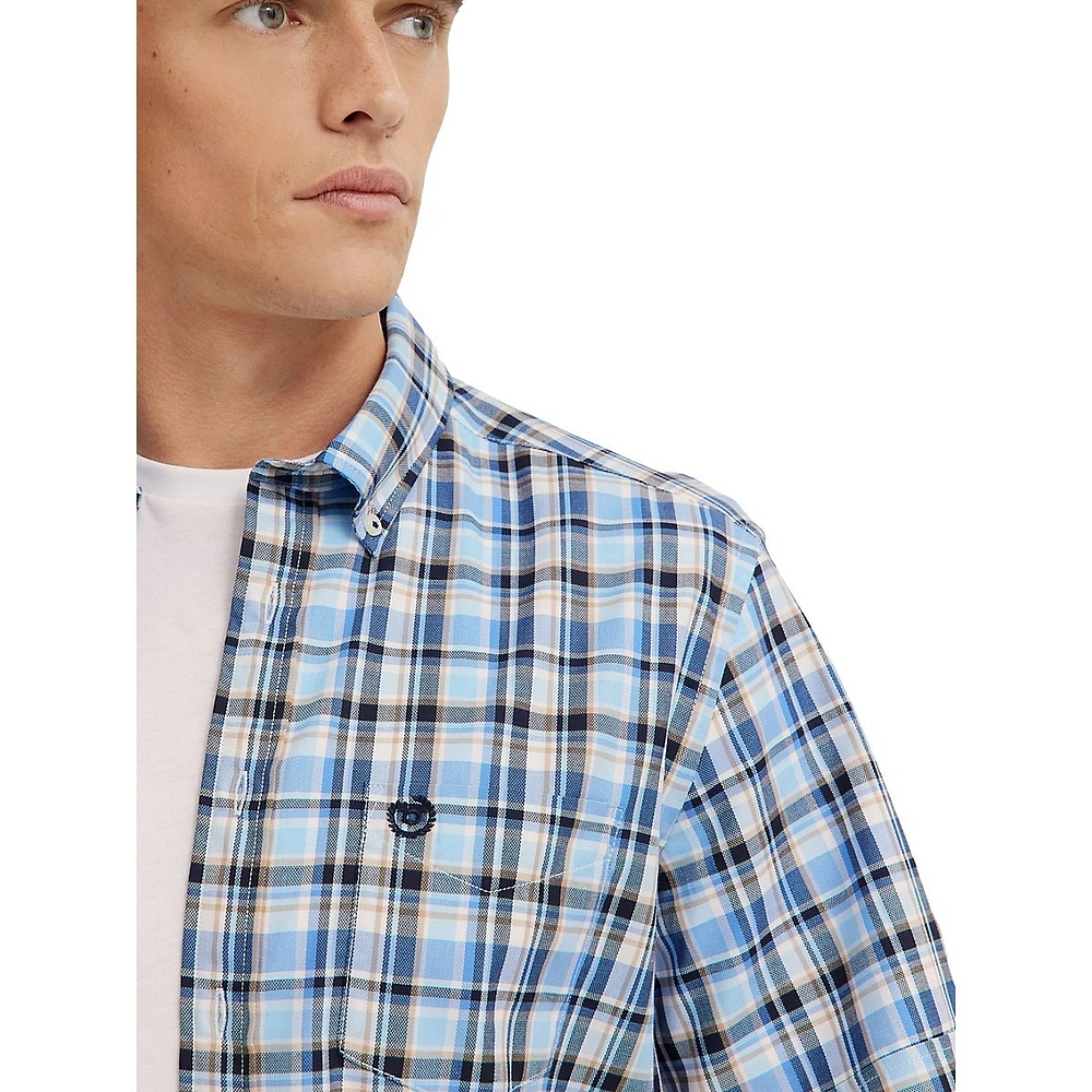 Plaid Short-Sleeve Modern-Fit Shirt